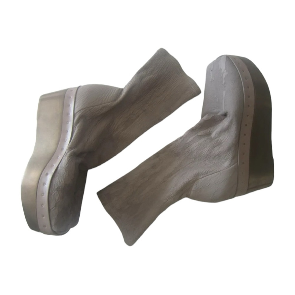 Rick Owens “Blister Lamb Sabat Sock” Bronze Plated Platform Sandal Size 37 - Picture 4 of 5